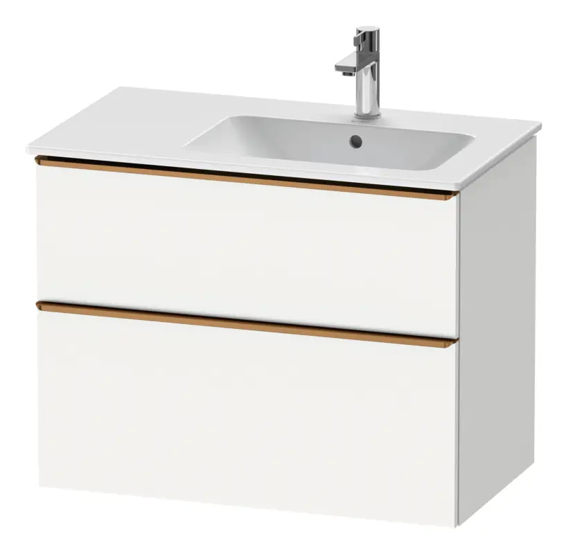 Duravit D-Neo Waschtischunterschrank mit 2 Auszügen Griff Bronze Gebürstet 810 x 625 x 462 mm - Weiß Matt Neue Kollektion