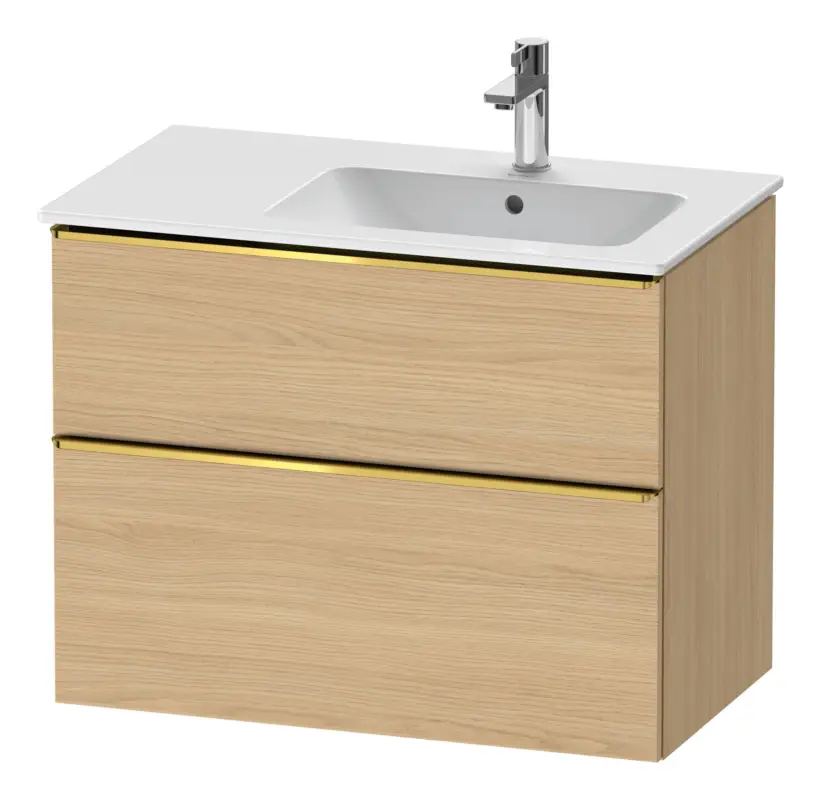 Meistverkauft Duravit D-Neo Waschtischunterschrank mit 2 Auszügen Griff Gold Poliert 810 x 625 x 462 mm - Eiche Natur Matt
