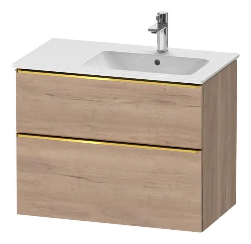 Mega-Angebot Duravit D-Neo Waschtischunterschrank mit 2 Auszügen Griff Gold Poliert 810 x 625 x 462 mm - Eiche Marmoriert Matt