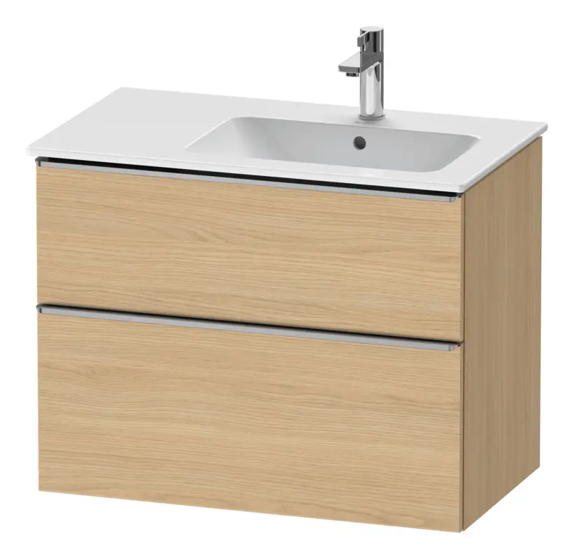 Duravit D-Neo Waschtischunterschrank mit 2 Auszügen Griff Edelstahl Gebürstet 810 x 625 x 462 mm - Eiche Natur Matt Online Kaufen