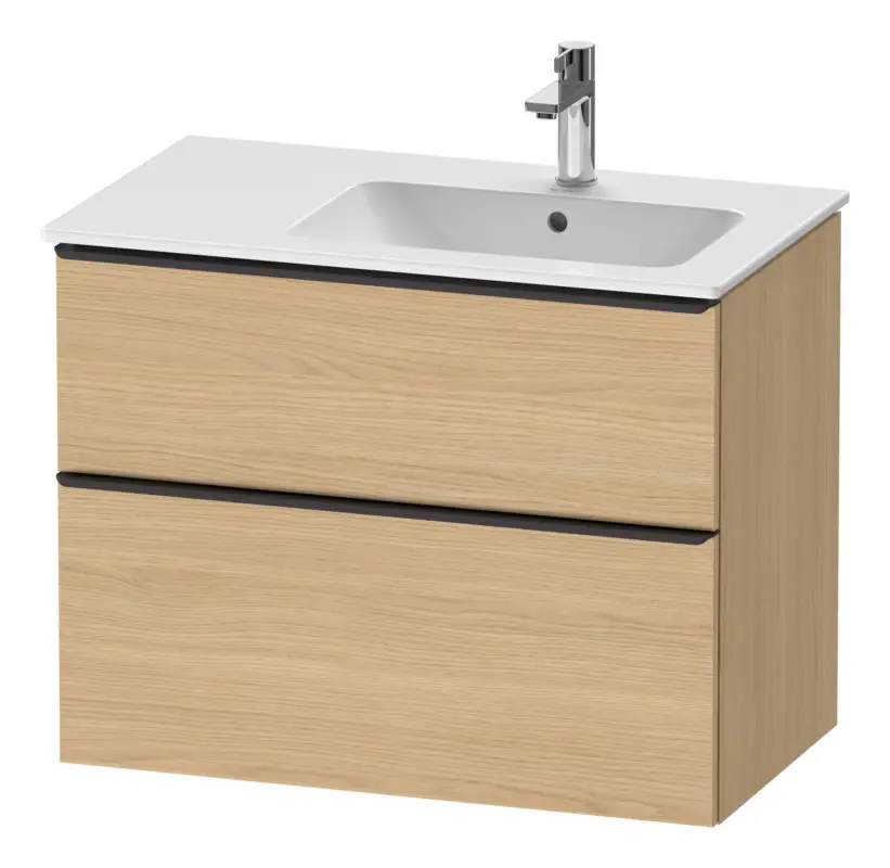 Duravit D-Neo Waschtischunterschrank mit 2 Auszügen Griff Diamantschwarz Matt 810 x 625 x 462 mm - Eiche Natur Matt Expressversand