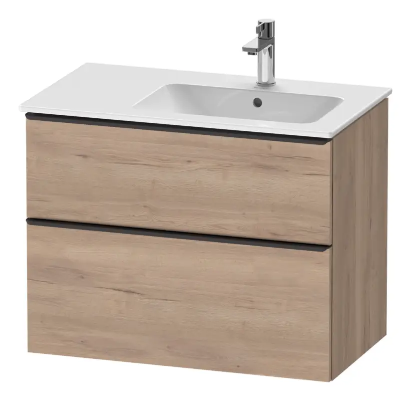 Duravit D-Neo Waschtischunterschrank mit 2 Auszügen Griff Diamantschwarz Matt 810 x 625 x 462 mm - Eiche Marmoriert Matt Ausverkauf