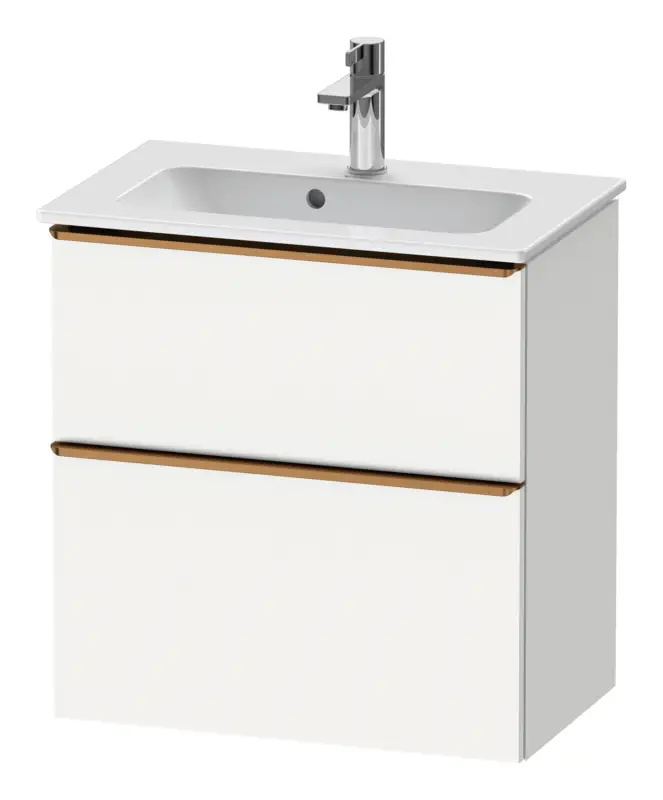 Duravit D-Neo Waschtischunterschrank mit 2 Auszügen Griff Bronze Gebürstet 610 x 625 x 372 mm - Weiß Matt Zertifiziert