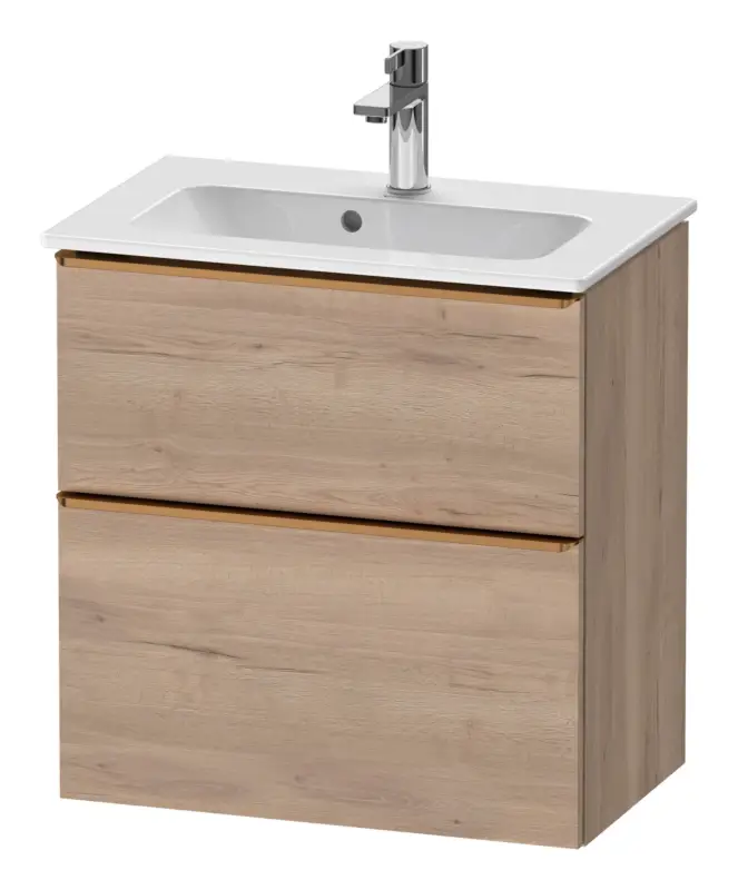 Duravit D-Neo Waschtischunterschrank mit 2 Auszügen Griff Bronze Gebürstet 610 x 625 x 372 mm - Eiche Marmoriert Matt Aktuell