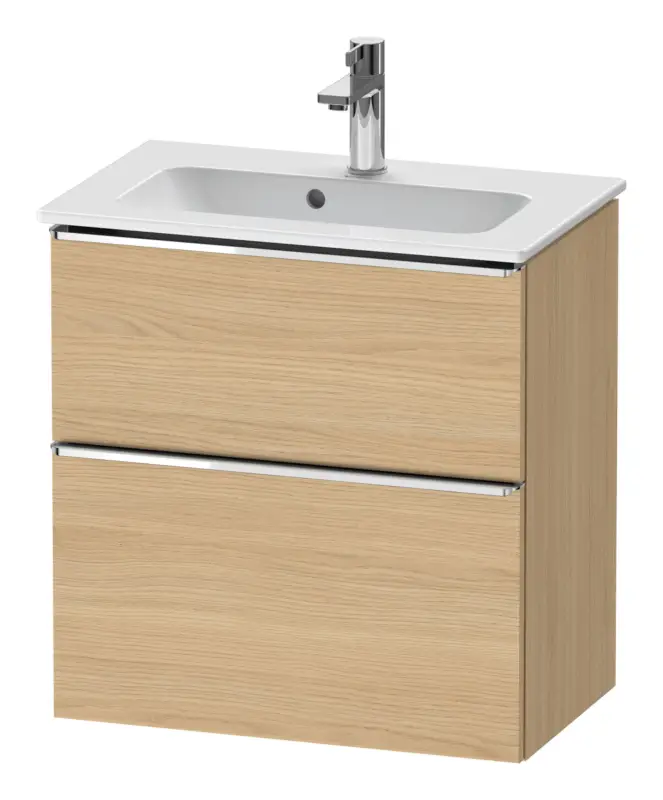 Duravit D-Neo Waschtischunterschrank mit 2 Auszügen Griff Chrom Hochglanz 610 x 625 x 372 mm - Eiche Natur Matt Letzte Chance