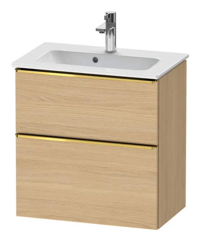 Duravit D-Neo Waschtischunterschrank mit 2 Auszügen Griff Gold Poliert 610 x 625 x 372 mm - Eiche Natur Matt Bestseller