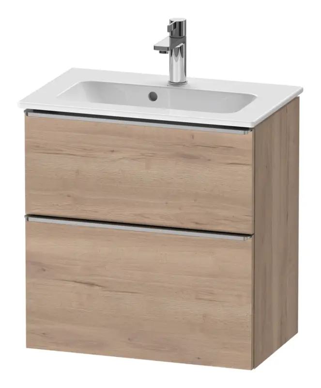 Duravit D-Neo Waschtischunterschrank mit 2 Auszügen Griff Edelstahl Gebürstet 610 x 625 x 372 mm - Eiche Marmoriert Matt Aktuell