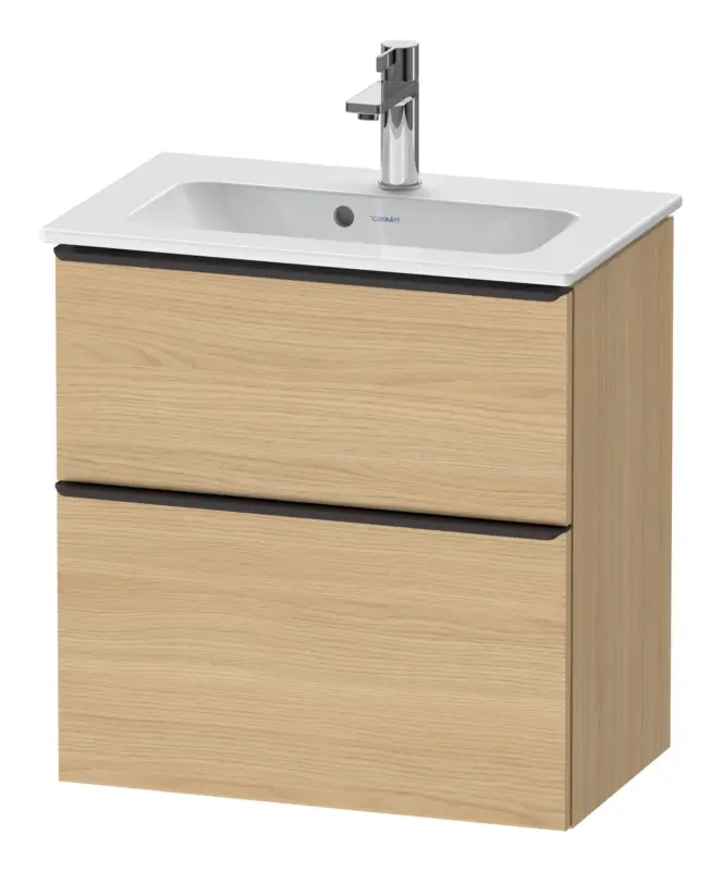 Duravit D-Neo Waschtischunterschrank mit 2 Auszügen Griff Diamantschwarz Matt 610 x 625 x 372 mm - Eiche Natur Matt Günstig