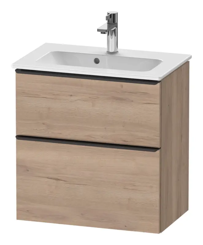 Preisknaller Duravit D-Neo Waschtischunterschrank mit 2 Auszügen Griff Diamantschwarz Matt 610 x 625 x 372 mm - Eiche Marmoriert Matt