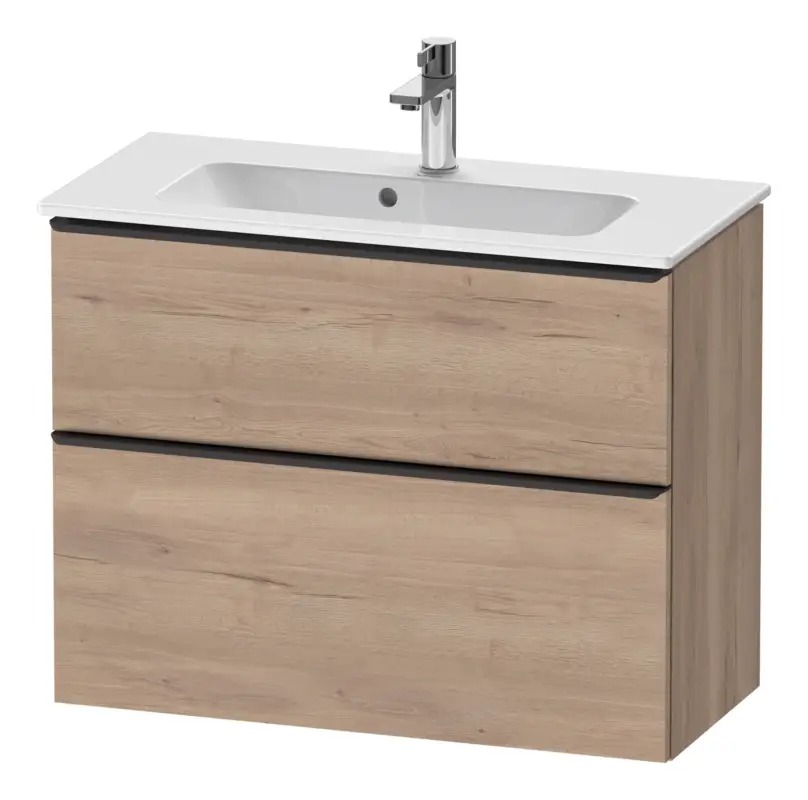 Duravit D-Neo Waschtischunterschrank mit 2 Auszügen Griff Diamantschwarz Matt 810 x 625 x 372 mm - Eiche Marmoriert Matt Finale Aktion