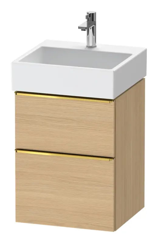 Duravit D-Neo Waschtischunterschrank mit 2 Auszügen Griff Gold Poliert 484 x 625 x 442 mm - Eiche Natur Matt Highlight