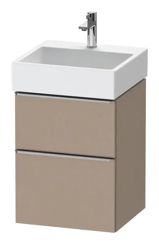 Must-Have Duravit D-Neo Waschtischunterschrank mit 2 Auszügen Griff Edelstahl Gebürstet 484 x 625 x 442 mm - Leinen Matt