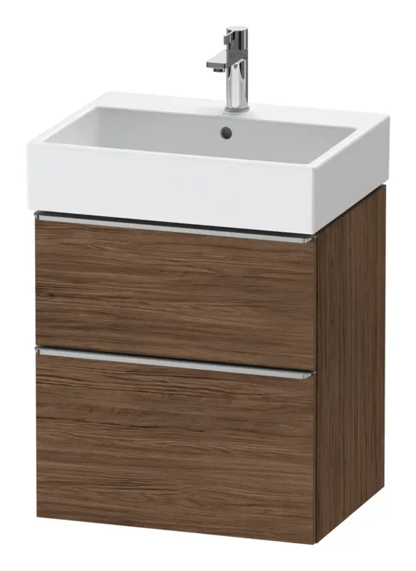 Finale Aktion Duravit D-Neo Waschtischunterschrank mit 2 Auszügen Griff Edelstahl Gebürstet 584 x 625 x 442 mm - Nussbaum dunkel Matt