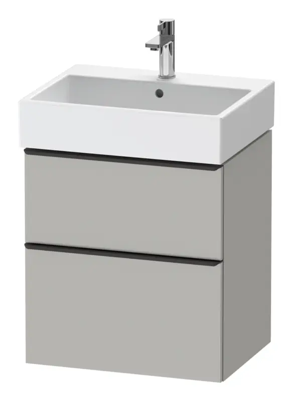 Neu Im Sortiment Duravit D-Neo Waschtischunterschrank mit 2 Auszügen Griff Edelstahl Gebürstet 584 x 625 x 442 mm - Betongrau Matt