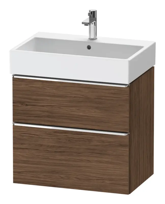 Highlight Duravit D-Neo Waschtischunterschrank mit 2 Auszügen Griff Chrom Hochglanz 684 x 625 x 442 mm - Nussbaum dunkel Matt