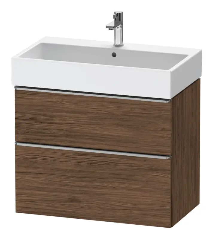 Expressversand Duravit D-Neo Waschtischunterschrank mit 2 Auszügen Griff Edelstahl Gebürstet 784 x 625 x 442 mm - Nussbaum dunkel Matt