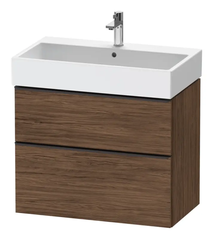 Markenware Duravit D-Neo Waschtischunterschrank mit 2 Auszügen Griff Diamantschwarz Matt 784 x 625 x 442 mm - Nussbaum dunkel Matt