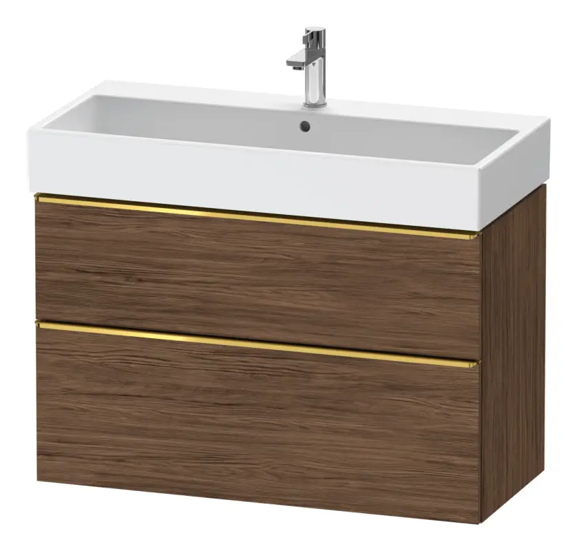 Duravit D-Neo Waschtischunterschrank mit 2 Auszügen Griff Gold Poliert 984 x 625 x 442 mm - Nussbaum dunkel Matt Jetzt Kaufen