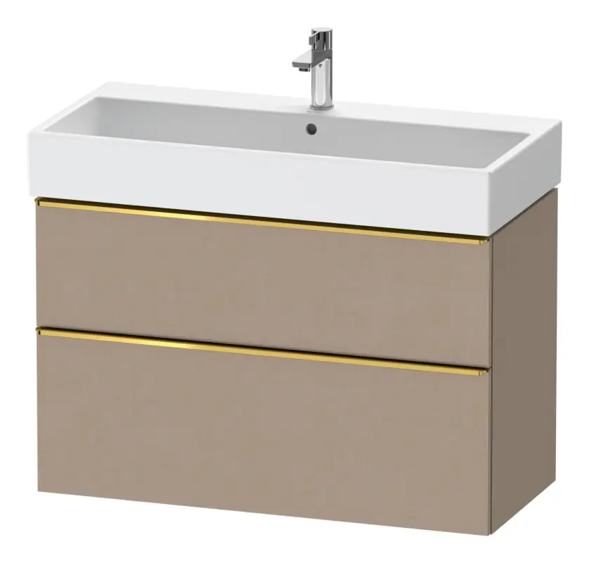 Neuheit Duravit D-Neo Waschtischunterschrank mit 2 Auszügen Griff Gold Poliert 984 x 625 x 442 mm - Leinen Matt