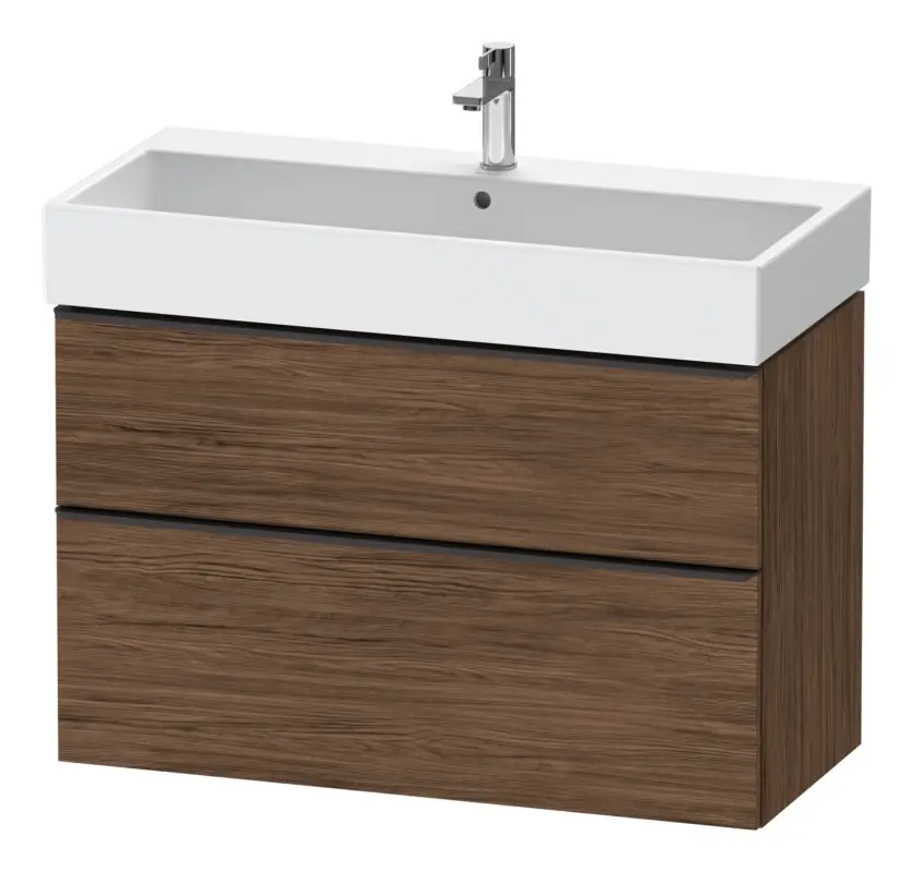 Must-Have Duravit D-Neo Waschtischunterschrank mit 2 Auszügen Griff Diamantschwarz Matt 984 x 625 x 442 mm - Nussbaum dunkel Matt