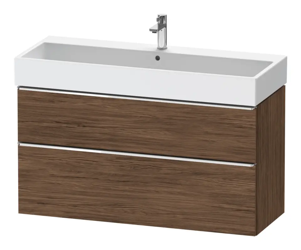 Ausverkauf Duravit D-Neo Waschtischunterschrank mit 2 Auszügen Griff Chrom Hochglanz 1184 x 625 x 442 mm - Nussbaum dunkel Matt