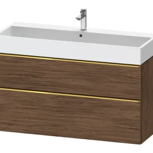 Sonderangebot Duravit D-Neo Waschtischunterschrank mit 2 Auszügen Griff Gold Poliert 1184 x 625 x 442 mm - Nussbaum dunkel Matt