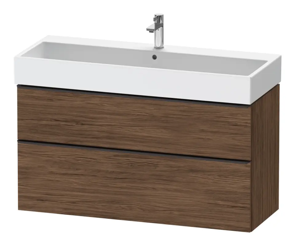 Meistverkauft Duravit D-Neo Waschtischunterschrank mit 2 Auszügen Griff Diamantschwarz Matt 1184 x 625 x 442 mm - Nussbaum dunkel Matt