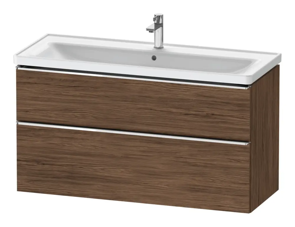 Rabatt Duravit D-Neo Waschtischunterschrank mit 2 Auszügen Griff Chrom Hochglanz 1184 x 625 x 452 mm - Nussbaum dunkel Matt