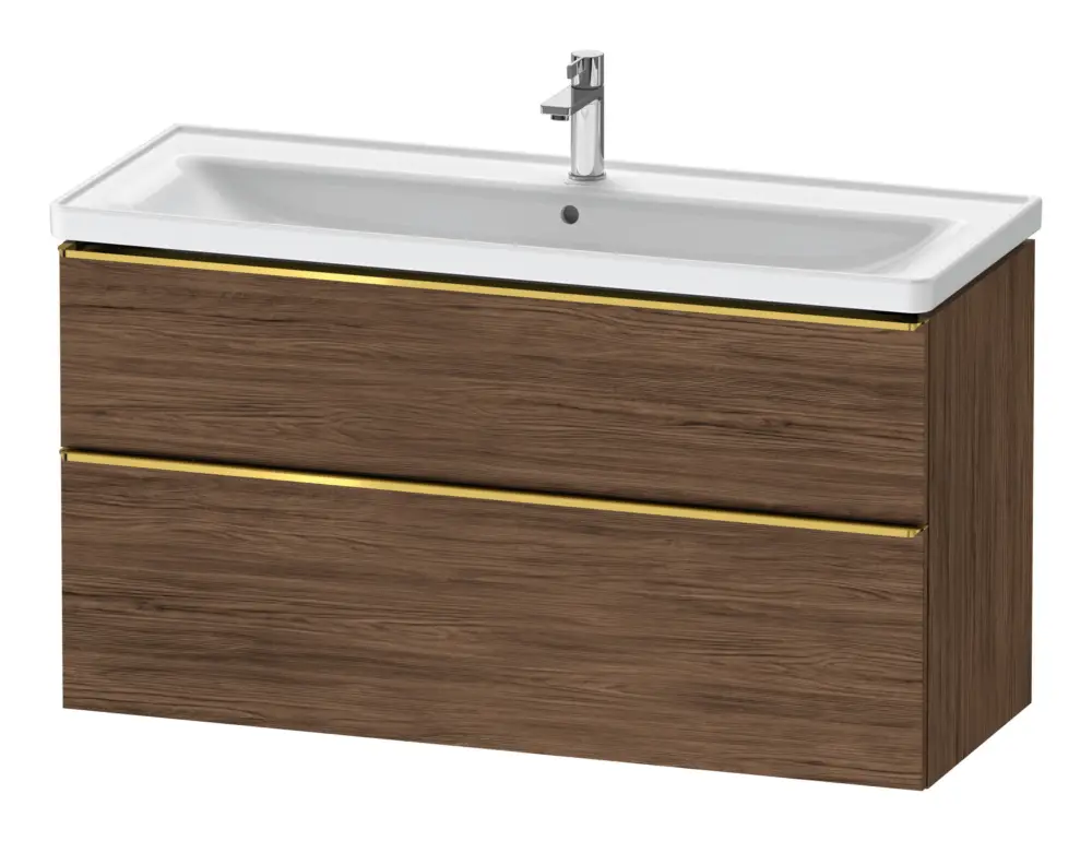 Duravit D-Neo Waschtischunterschrank mit 2 Auszügen Griff Gold Poliert 1184 x 625 x 452 mm - Nussbaum dunkel Matt Billig