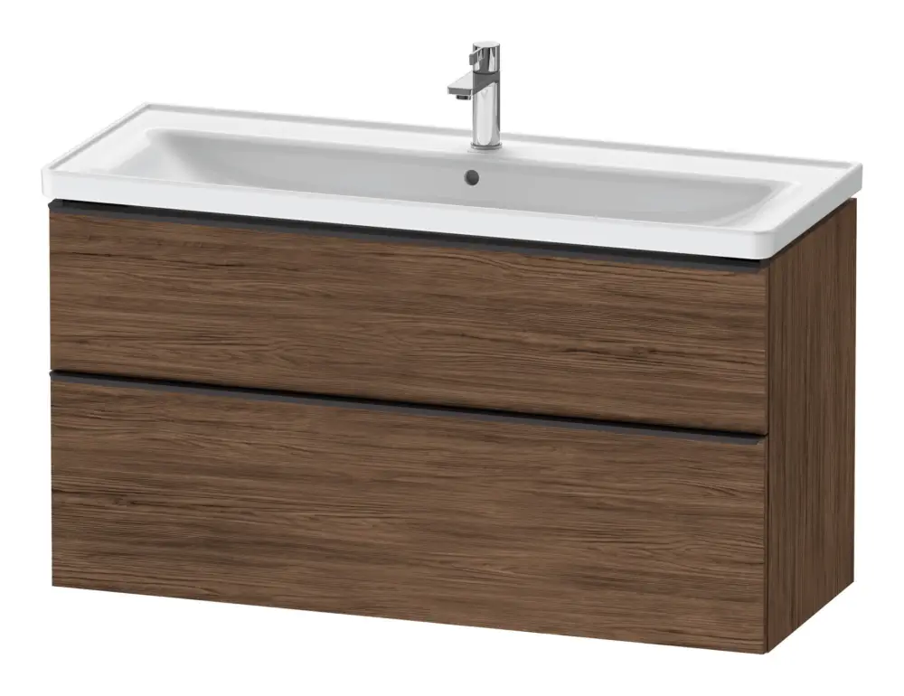 Duravit D-Neo Waschtischunterschrank mit 2 Auszügen Griff Diamantschwarz Matt 1184 x 625 x 452 mm - Nussbaum dunkel Matt Neuheit