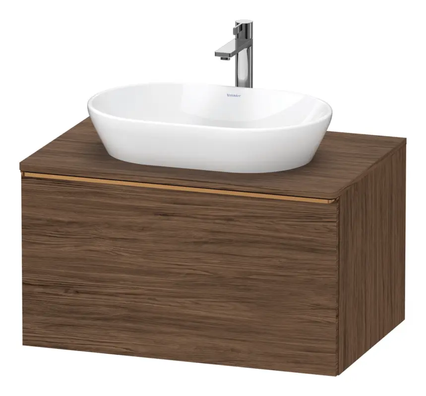 Rabatt Duravit D-Neo Konsolenwaschtischunterschrank mit 1 Auszug Griff Bronze Gebürstet 800 x 459 x 550 mm - Nussbaum dunkel Matt
