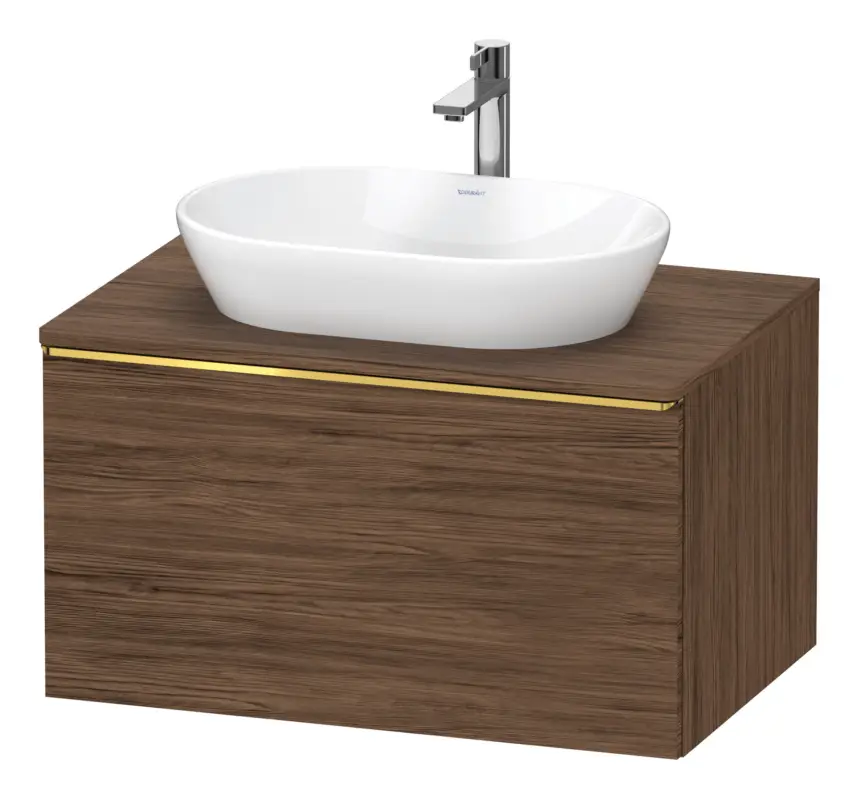 Duravit D-Neo Konsolenwaschtischunterschrank mit 1 Auszug Griff Gold Poliert 800 x 459 x 550 mm - Nussbaum dunkel Matt Nur Für Kurze Zeit