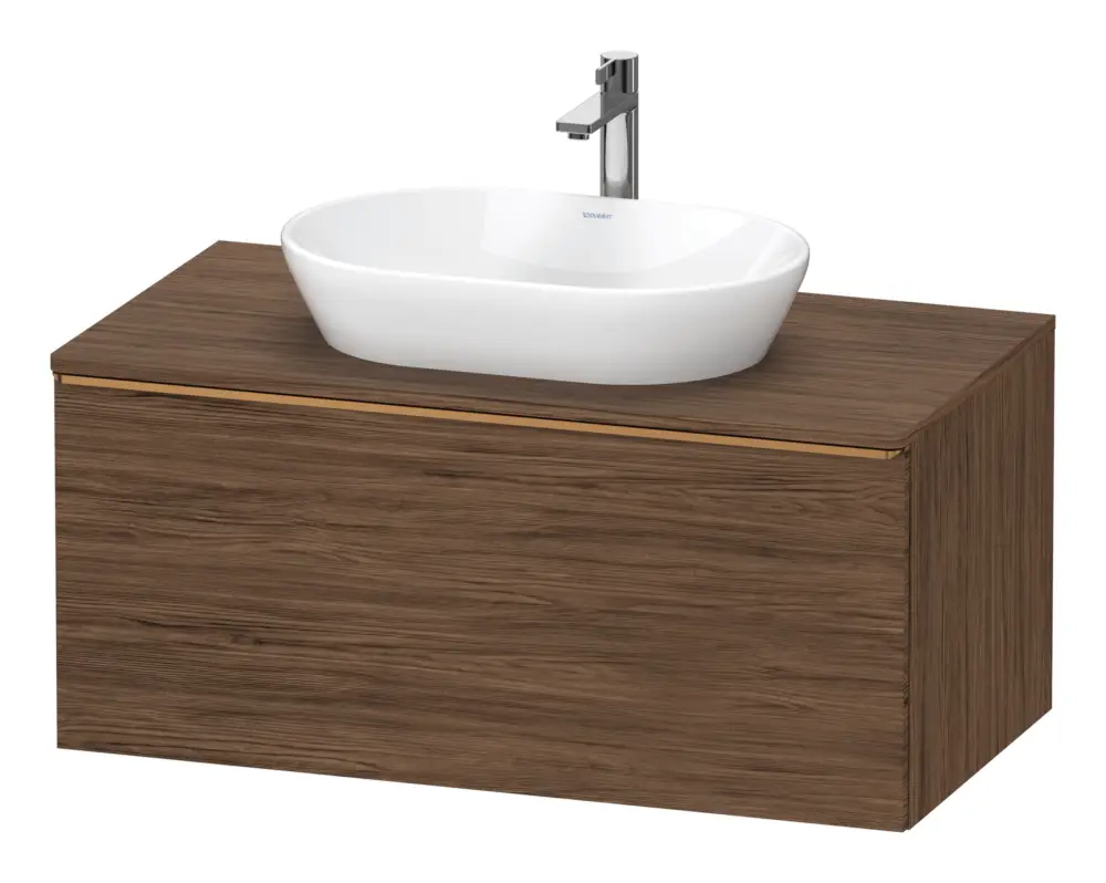 Duravit D-Neo Konsolenwaschtischunterschrank mit 1 Auszug Griff Bronze Gebürstet 1000 x 459 x 550 mm - Nussbaum dunkel Matt Direkt Vom Hersteller