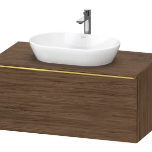 Begrenztes Angebot Duravit D-Neo Konsolenwaschtischunterschrank mit 1 Auszug Griff Gold Poliert 1000 x 459 x 550 mm - Nussbaum dunkel Matt