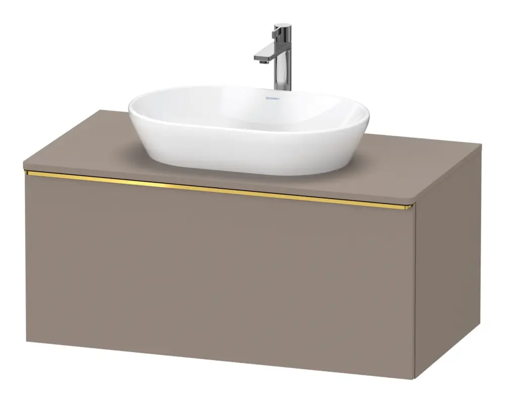 Duravit D-Neo Konsolenwaschtischunterschrank mit 1 Auszug Griff Gold Poliert 1000 x 459 x 550 mm - Basalt Matt Must-Have