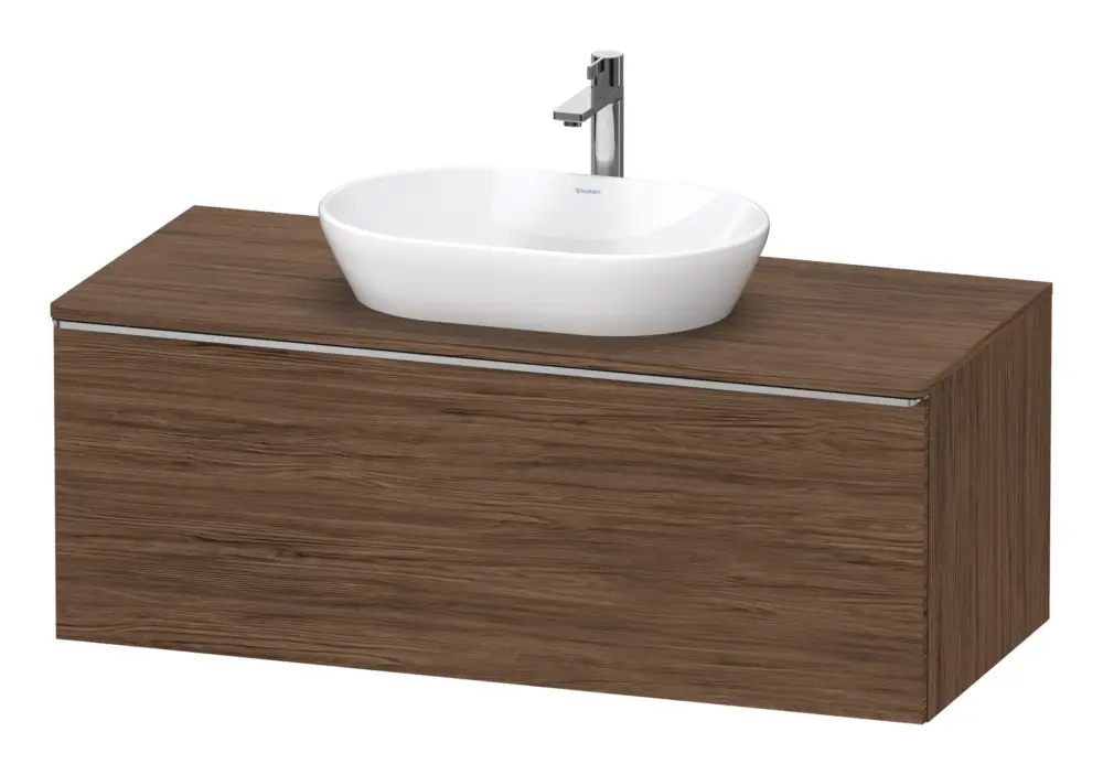 Duravit D-Neo Konsolenwaschtischunterschrank mit 1 Auszug Griff Edelstahl Gebürstet 1200 x 459 x 550 mm - Nussbaum dunkel Matt Beliebt