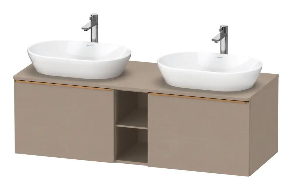Duravit D-Neo Konsolenwaschtischunterschrank für 2 Becken mit 2 Auszügen und 2 Fächern Griff Bronze Gebürstet 1400 x 459 x 550 mm - Leinen Matt Saisonangebot