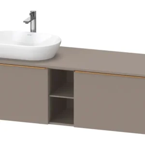 Versand Am Gleichen Tag Duravit D-Neo Konsolenwaschtischunterschrank für Becken links mit 2 Auszügen und 2 Fächern Griff Bronze Gebürstet 1400 x 459 x 550 mm - Basalt Matt