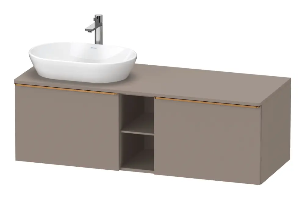 Versand Am Gleichen Tag Duravit D-Neo Konsolenwaschtischunterschrank für Becken links mit 2 Auszügen und 2 Fächern Griff Bronze Gebürstet 1400 x 459 x 550 mm - Basalt Matt