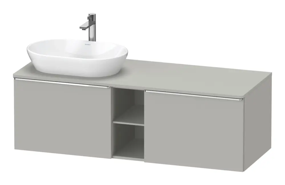 Online Kaufen Duravit D-Neo Konsolenwaschtischunterschrank für Becken links mit 2 Auszügen und 2 Fächern Griff Chrom Hochglanz 1400 x 459 x 550 mm - Betongrau Matt