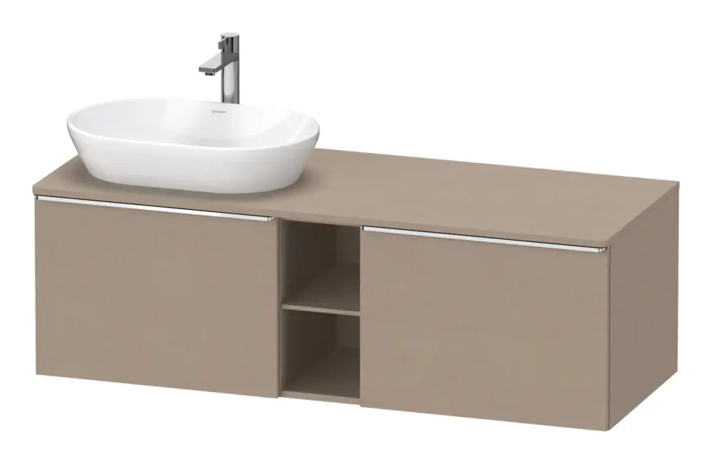 Saisonangebot Duravit D-Neo Konsolenwaschtischunterschrank für Becken links mit 2 Auszügen und 2 Fächern Griff Chrom Hochglanz 1400 x 459 x 550 mm - Leinen Matt