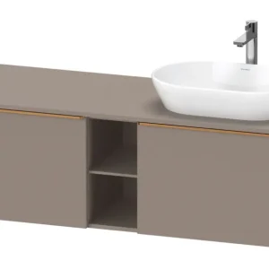 Beliebt Duravit D-Neo Konsolenwaschtischunterschrank für Becken rechts mit 2 Auszügen und 2 Fächern Griff Bronze Gebürstet 1400 x 459 x 550 mm - Basalt Matt