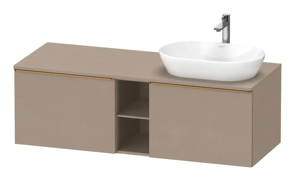Sonderangebot Duravit D-Neo Konsolenwaschtischunterschrank für Becken rechts mit 2 Auszügen und 2 Fächern Griff Bronze Gebürstet 1400 x 459 x 550 mm - Leinen Matt