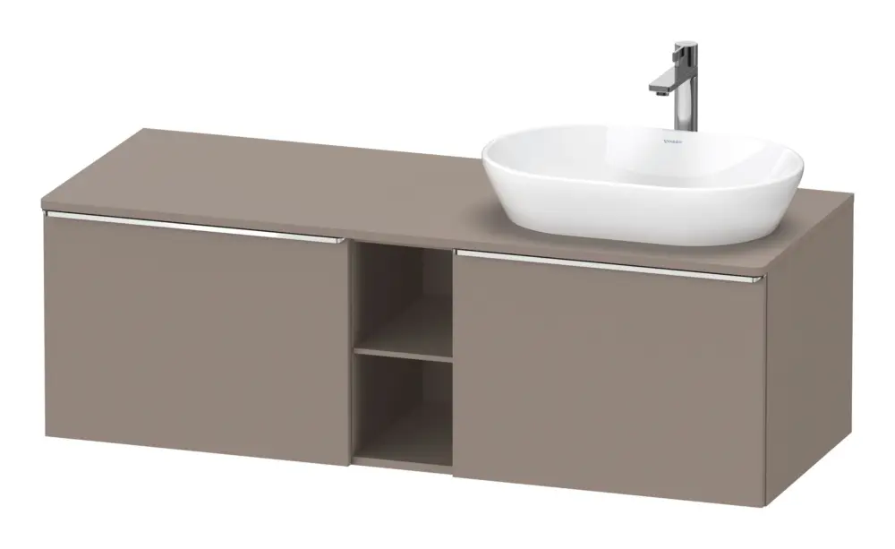 Direktkauf Duravit D-Neo Konsolenwaschtischunterschrank für Becken rechts mit 2 Auszügen und 2 Fächern Griff Chrom Hochglanz 1400 x 459 x 550 mm - Basalt Matt