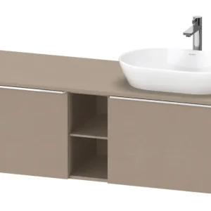Begrenztes Angebot Duravit D-Neo Konsolenwaschtischunterschrank für Becken rechts mit 2 Auszügen und 2 Fächern Griff Chrom Hochglanz 1400 x 459 x 550 mm - Leinen Matt