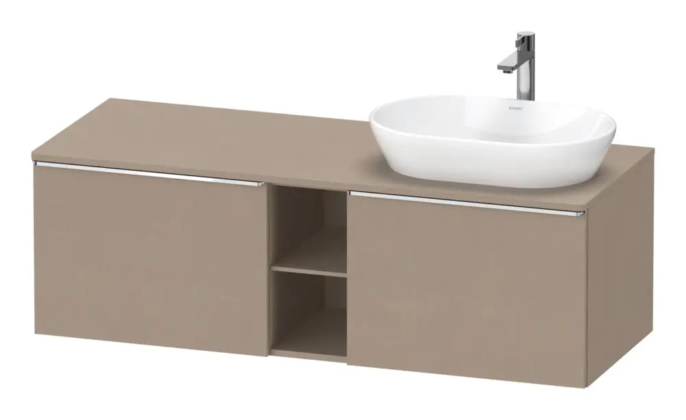 Begrenztes Angebot Duravit D-Neo Konsolenwaschtischunterschrank für Becken rechts mit 2 Auszügen und 2 Fächern Griff Chrom Hochglanz 1400 x 459 x 550 mm - Leinen Matt