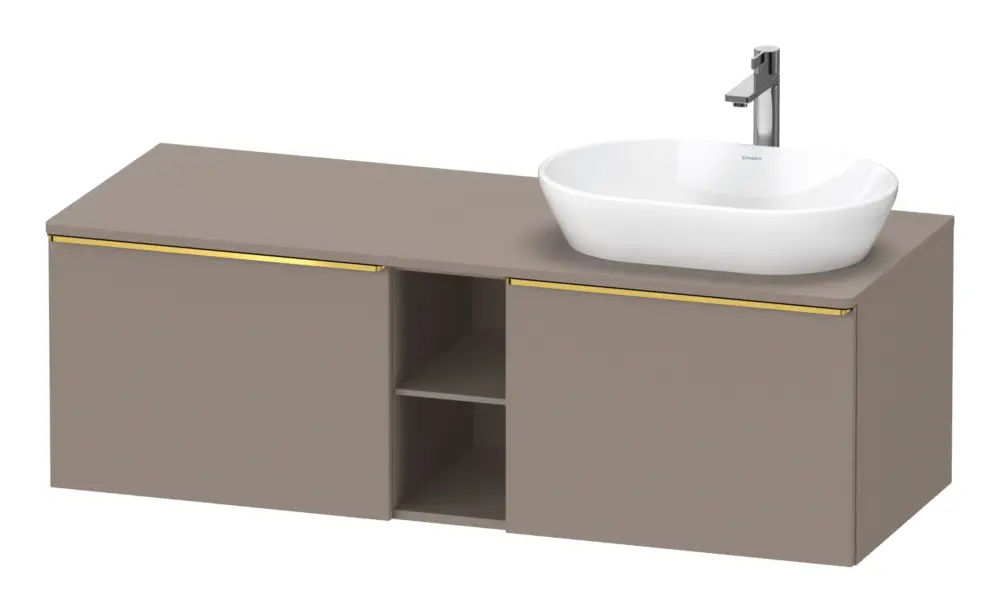Preiswert Duravit D-Neo Konsolenwaschtischunterschrank für Becken rechts mit 2 Auszügen und 2 Fächern Griff Gold Poliert 1400 x 459 x 550 mm - Basalt Matt