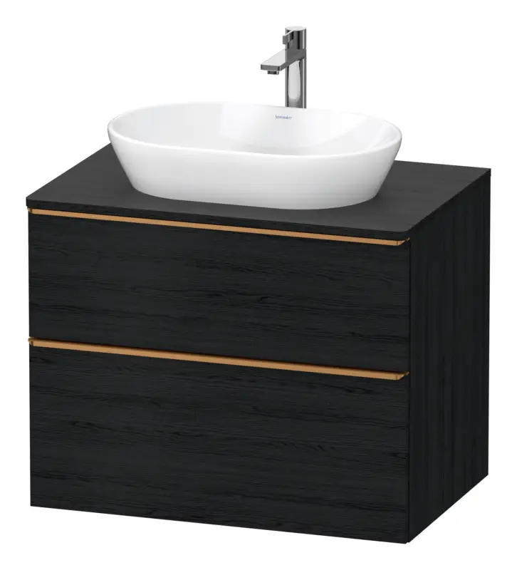 Duravit D-Neo Konsolenwaschtischunterschrank mit 2 Auszügen Griff Bronze Gebürstet 800 x 644 x 550 mm - Eiche Schwarz Matt Echt