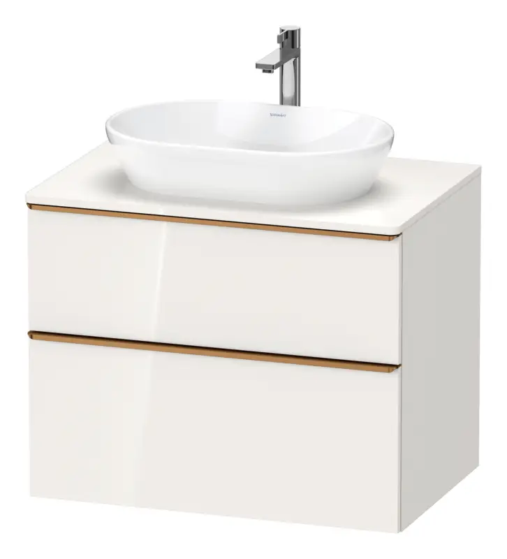 Sale Duravit D-Neo Konsolenwaschtischunterschrank mit 2 Auszügen Griff Bronze Gebürstet 800 x 644 x 550 mm - Weiß Hochglanz