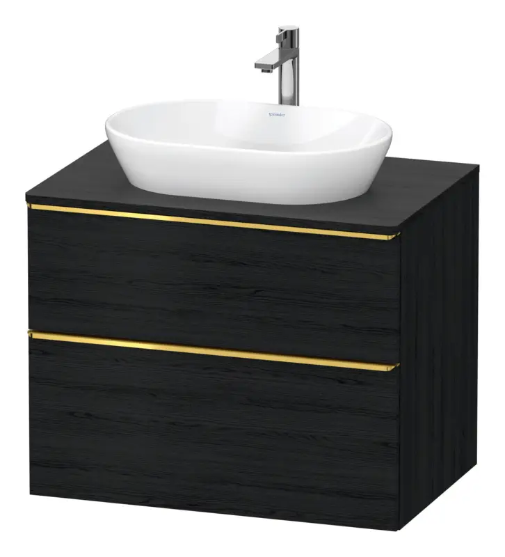 Duravit D-Neo Konsolenwaschtischunterschrank mit 2 Auszügen Griff Gold Poliert 800 x 644 x 550 mm - Eiche Schwarz Matt Solange Der Vorrat Reicht
